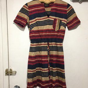 VINTAGE ZAZIE V-NECK STRIPE DRESSES SIZE S